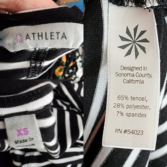 Athleta Black Striped Tencel Blend Crewneck Tunic Tank - Picture 4 of 4